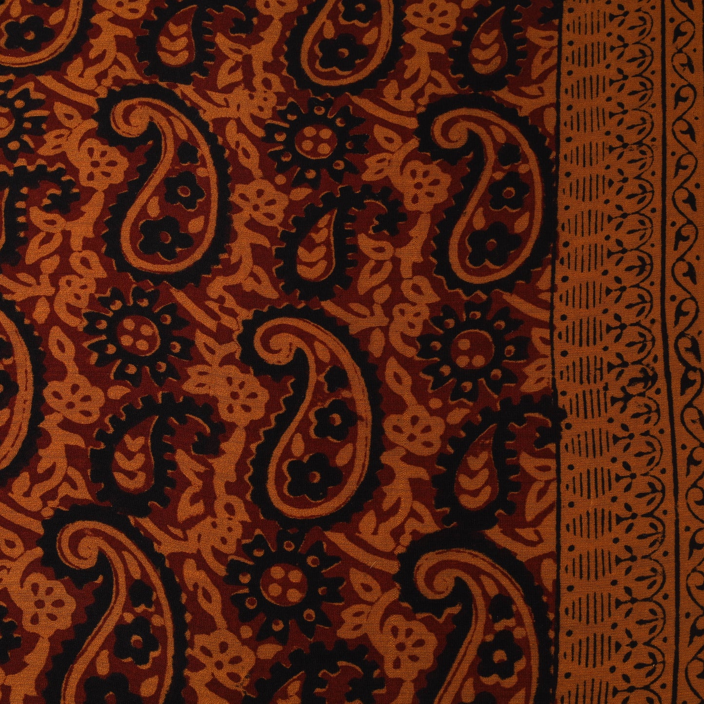 Orange - Bagh Hand Block Print Chanderi Silk Natural Dyed Handloom Fabric 13