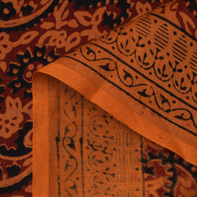 Orange - Bagh Hand Block Print Chanderi Silk Natural Dyed Handloom Fabric 13