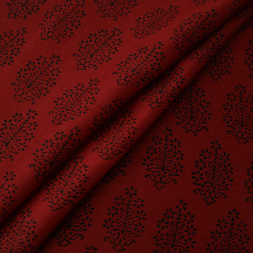 Red - Bagh Hand Block Print Chanderi Silk Natural Dyed Handloom Fabric 14