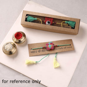 Flower - Handmade Crochet Pearl Work Rakhi 09