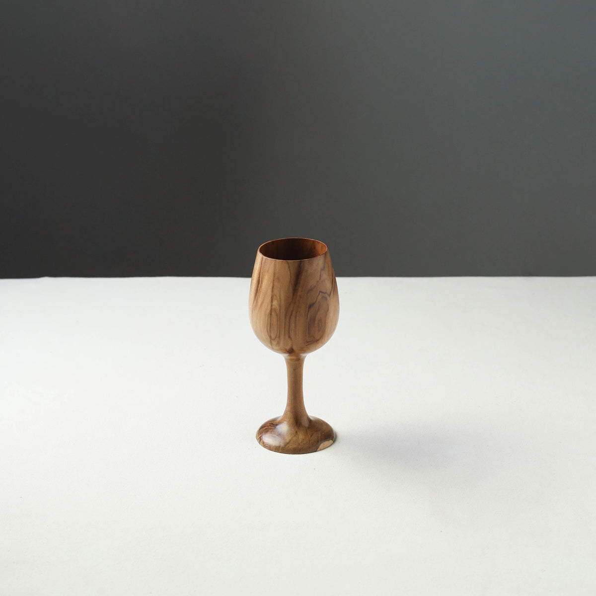 Brown - Handcrafted Teak Wooden Wine Glass