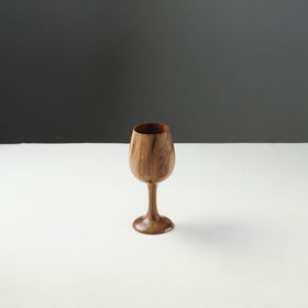 Brown - Handcrafted Teak Wooden Wine Glass