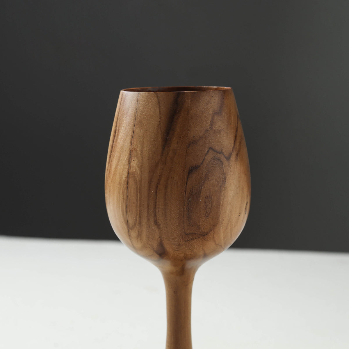 Brown - Handcrafted Teak Wooden Wine Glass