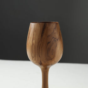 Brown - Handcrafted Teak Wooden Wine Glass