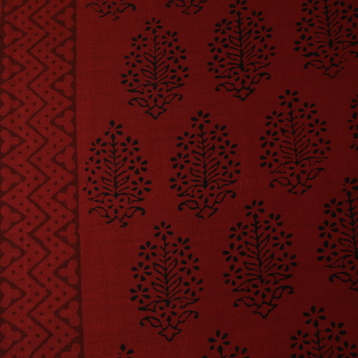 Red - Bagh Hand Block Print Chanderi Silk Natural Dyed Handloom Fabric 14