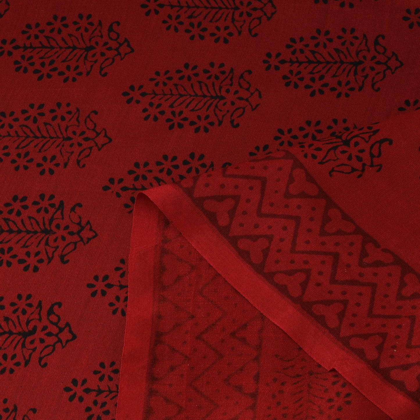 Red - Bagh Hand Block Print Chanderi Silk Natural Dyed Handloom Fabric 14