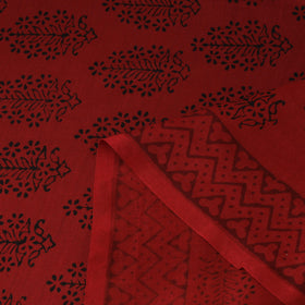 Red - Bagh Hand Block Print Chanderi Silk Natural Dyed Handloom Fabric 14