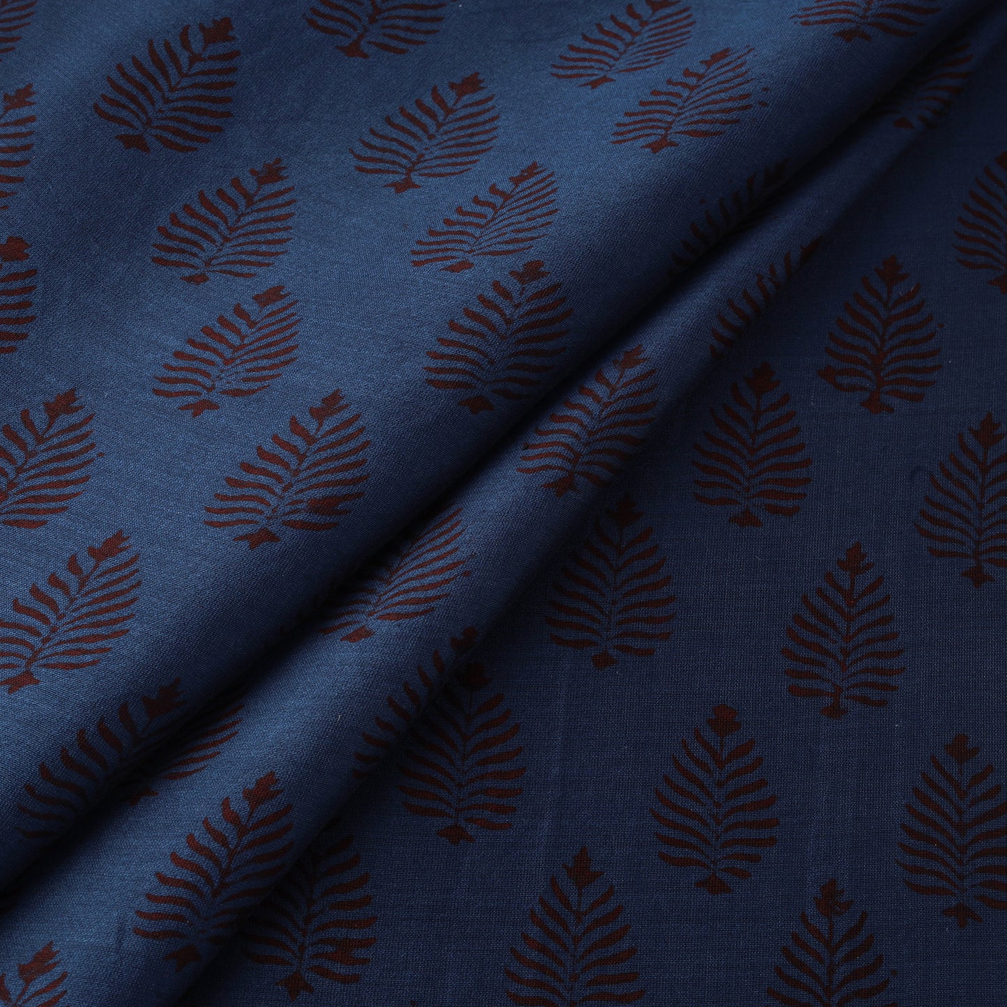 Blue - Bagh Hand Block Print Chanderi Silk Natural Dyed Handloom Fabric 15
