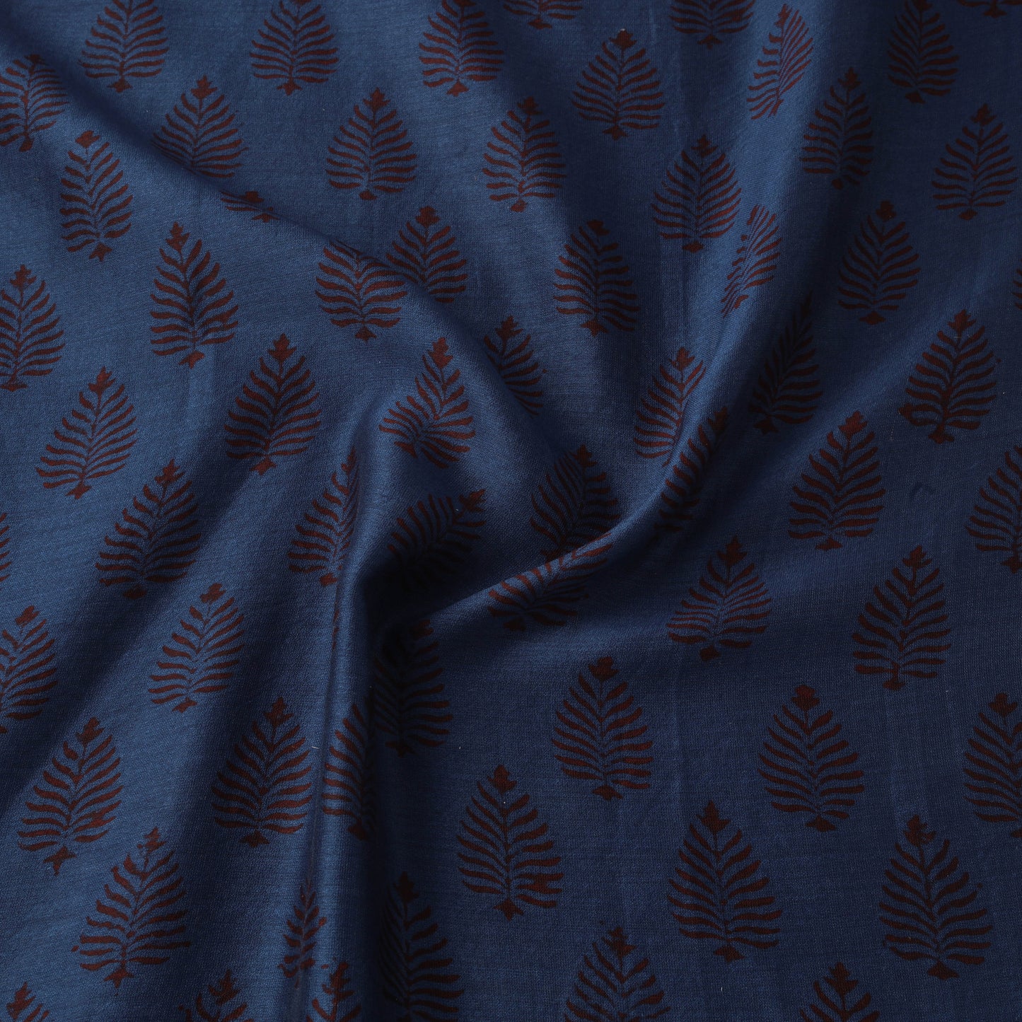 Blue - Bagh Hand Block Print Chanderi Silk Natural Dyed Handloom Fabric 15