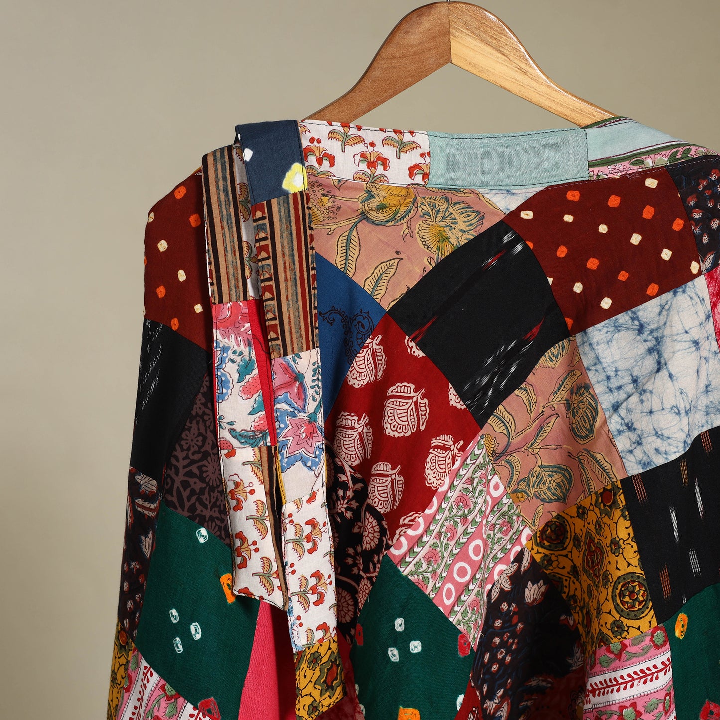 Multicolor Wrap Around Patchwork Cotton Skirt 