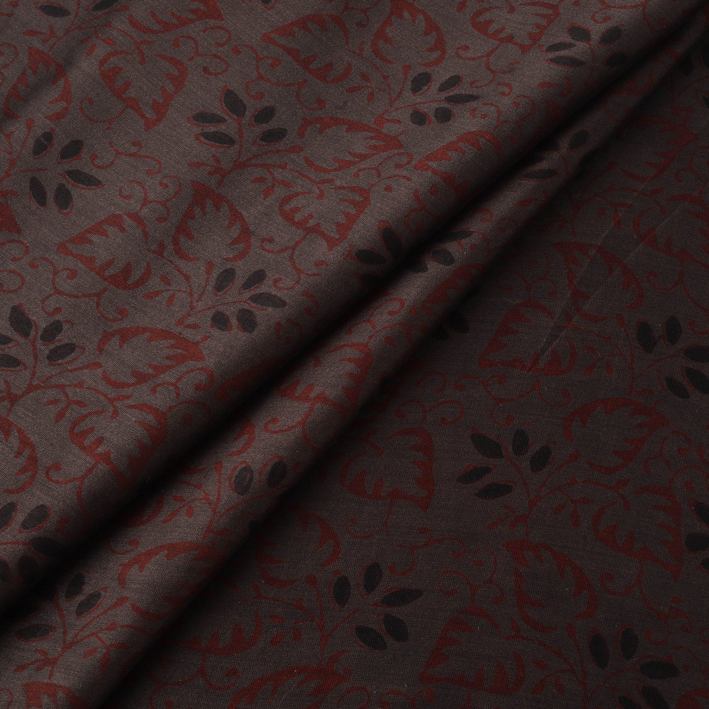Brown - Bagh Hand Block Print Chanderi Silk Natural Dyed Handloom Fabric 16