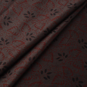 Brown - Bagh Hand Block Print Chanderi Silk Natural Dyed Handloom Fabric 16