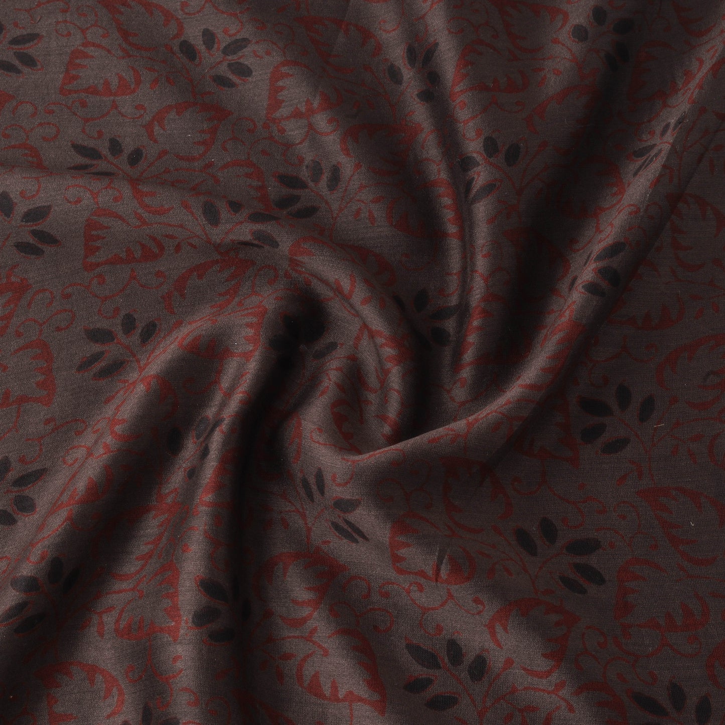 Brown - Bagh Hand Block Print Chanderi Silk Natural Dyed Handloom Fabric 16