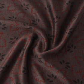 Brown - Bagh Hand Block Print Chanderi Silk Natural Dyed Handloom Fabric 16