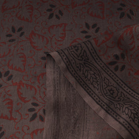 Brown - Bagh Hand Block Print Chanderi Silk Natural Dyed Handloom Fabric 16