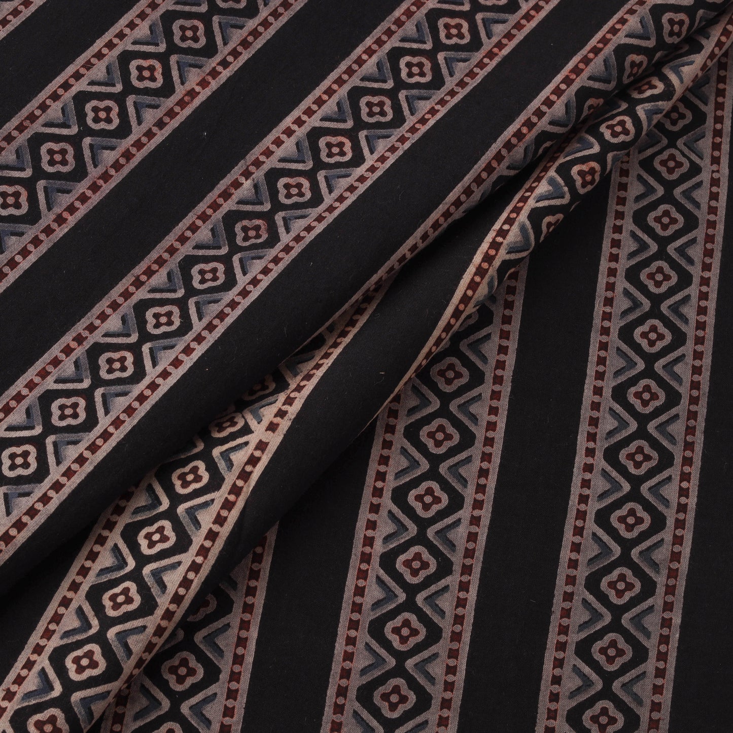 Black - Kutch Hand Block Print Natural Dyed Cotton Ajrakh Fabric 19