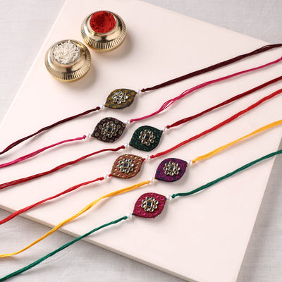 Handmade Kundan Work Rakhi (Assorted - Set of 6) 01