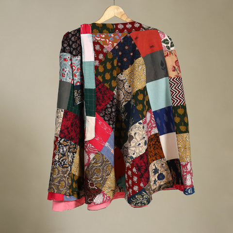 Multicolor Wrap Around Patchwork Cotton Skirt 