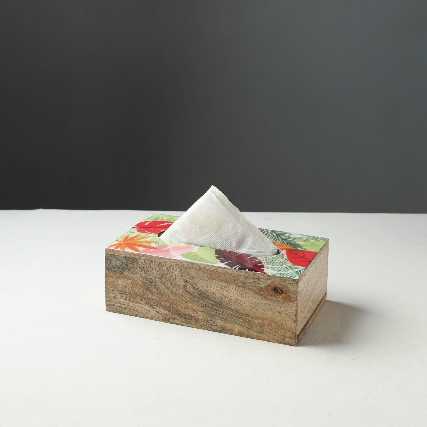 Multicolor - Handcrafted Mango Wooden Epoxy Resin Tissue Box (9 x 5 in)
