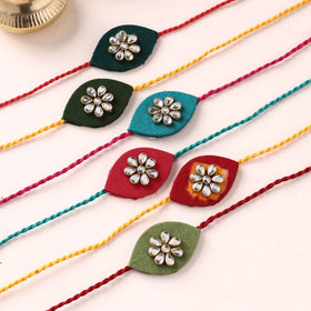 Handmade Kundan Work Rakhi (Assorted - Set of 6) 02