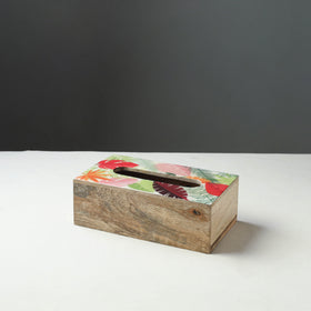 Multicolor - Handcrafted Mango Wooden Epoxy Resin Tissue Box (9 x 5 in)