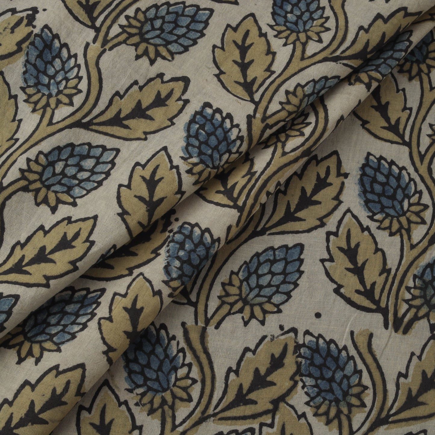 Beige - Kutch Hand Block Print Natural Dyed Cotton Ajrakh Fabric 28