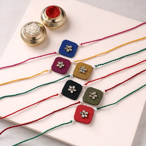 Handmade Kundan Work Rakhi with Potli (Assorted - Set of 6) 03