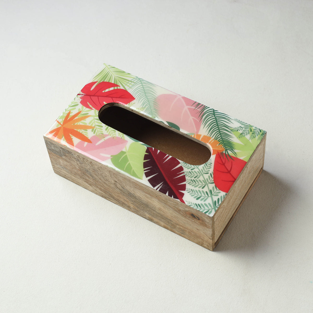 Multicolor - Handcrafted Mango Wooden Epoxy Resin Tissue Box (9 x 5 in)