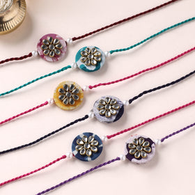 Handmade Kundan Work Rakhi (Assorted - Set of 6) 06