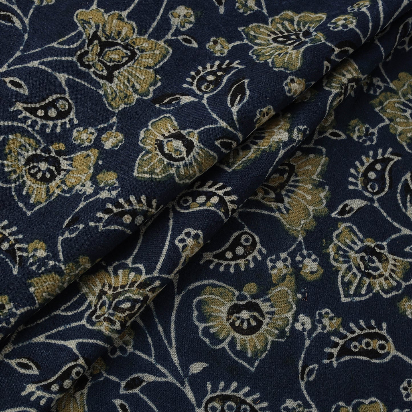 Blue - Kutch Hand Block Print Natural Dyed Cotton Ajrakh Fabric 34
