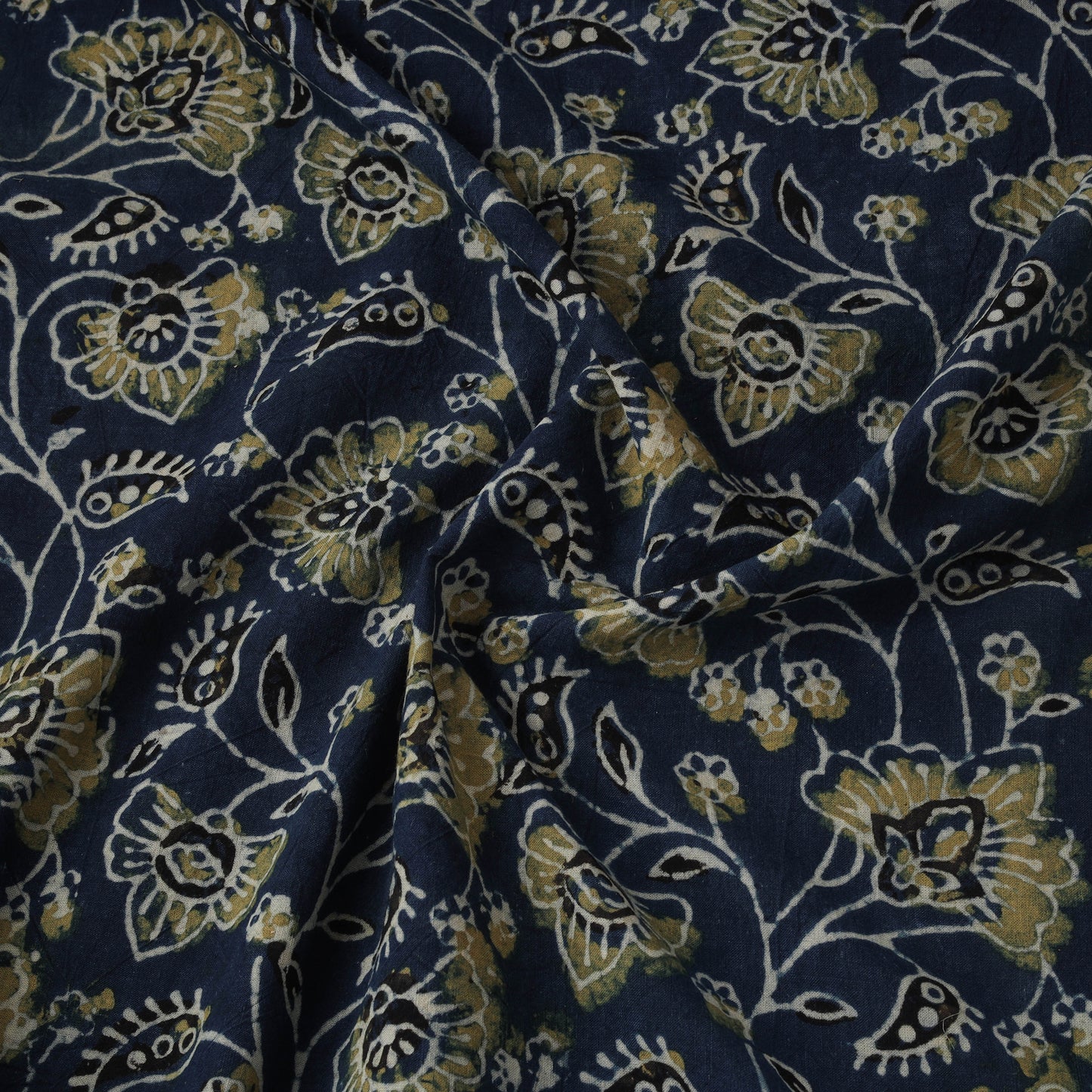 Blue - Kutch Hand Block Print Natural Dyed Cotton Ajrakh Fabric 34