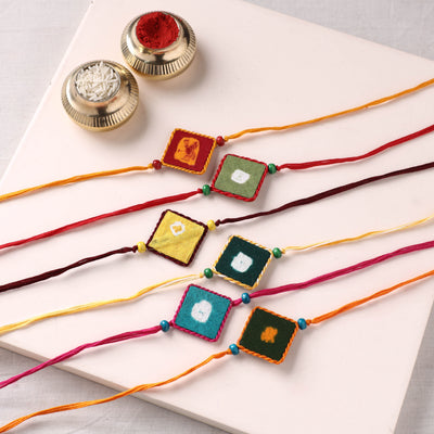 Handmade Kundan Work Rakhi (Assorted - Set of 6) 09