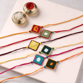 Handmade Kundan Work Rakhi (Assorted - Set of 6) 09