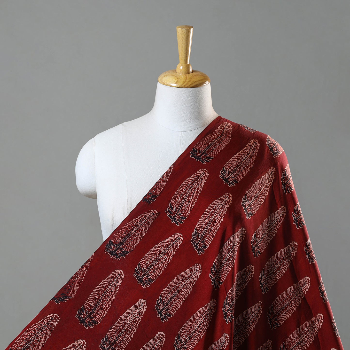 Red - Hand Block Printed Modal Silk Ajrakh Fabric 05