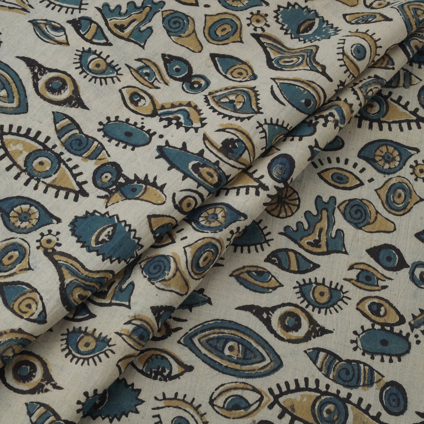 Beige - Kutch Hand Block Print Natural Dyed Cotton Ajrakh Fabric 37
