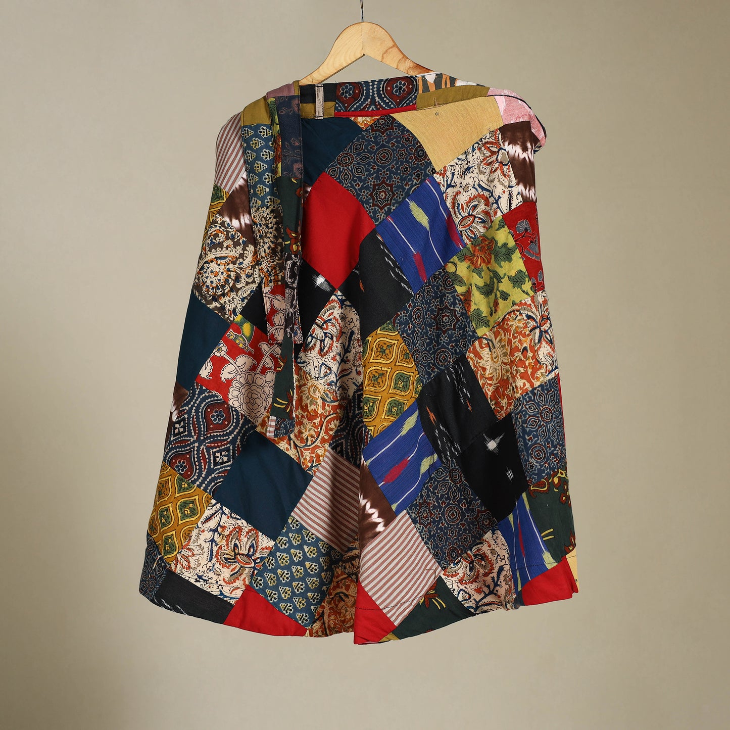 Multicolor Wrap Around Patchwork Cotton Skirt 