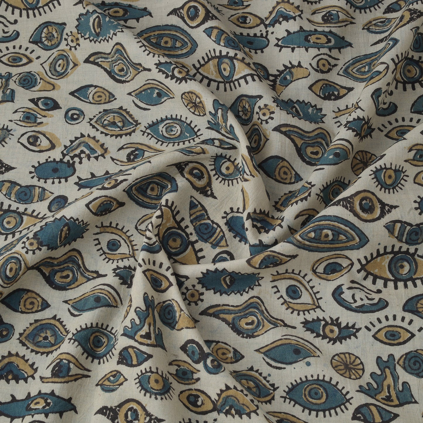 Beige - Kutch Hand Block Print Natural Dyed Cotton Ajrakh Fabric 37
