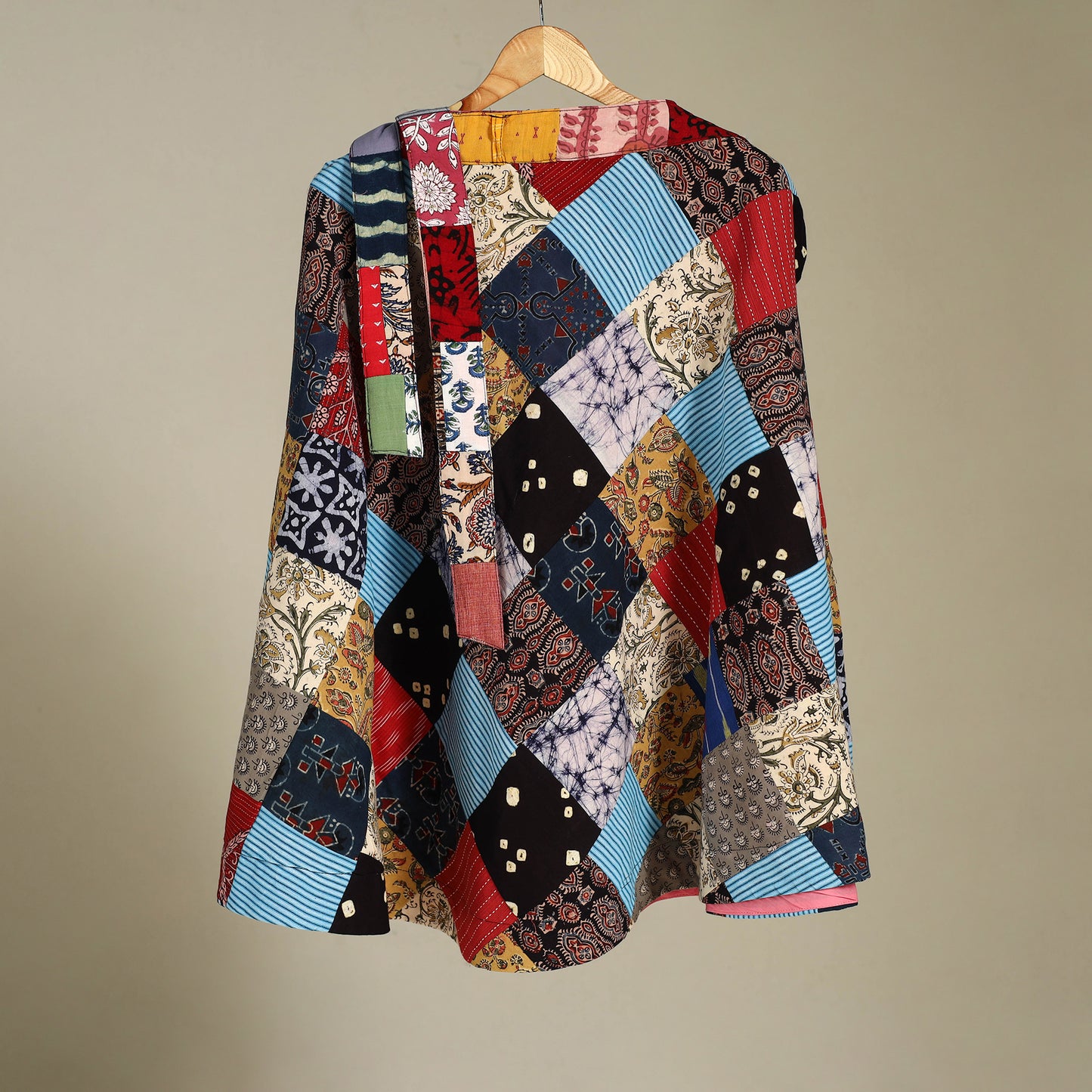 Multicolor - wrap around patchwork cotton skirt 28