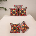 Red - kutch aari hand embroidery cushion cover (set of 5)