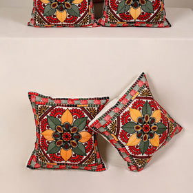 Red - kutch aari hand embroidery cushion cover (set of 5)