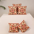 Red - kutch aari hand embroidery cushion cover (set of 5)