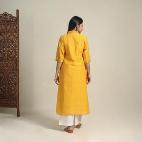 Yellow - handloom cotton mirror work straight mangalagiri