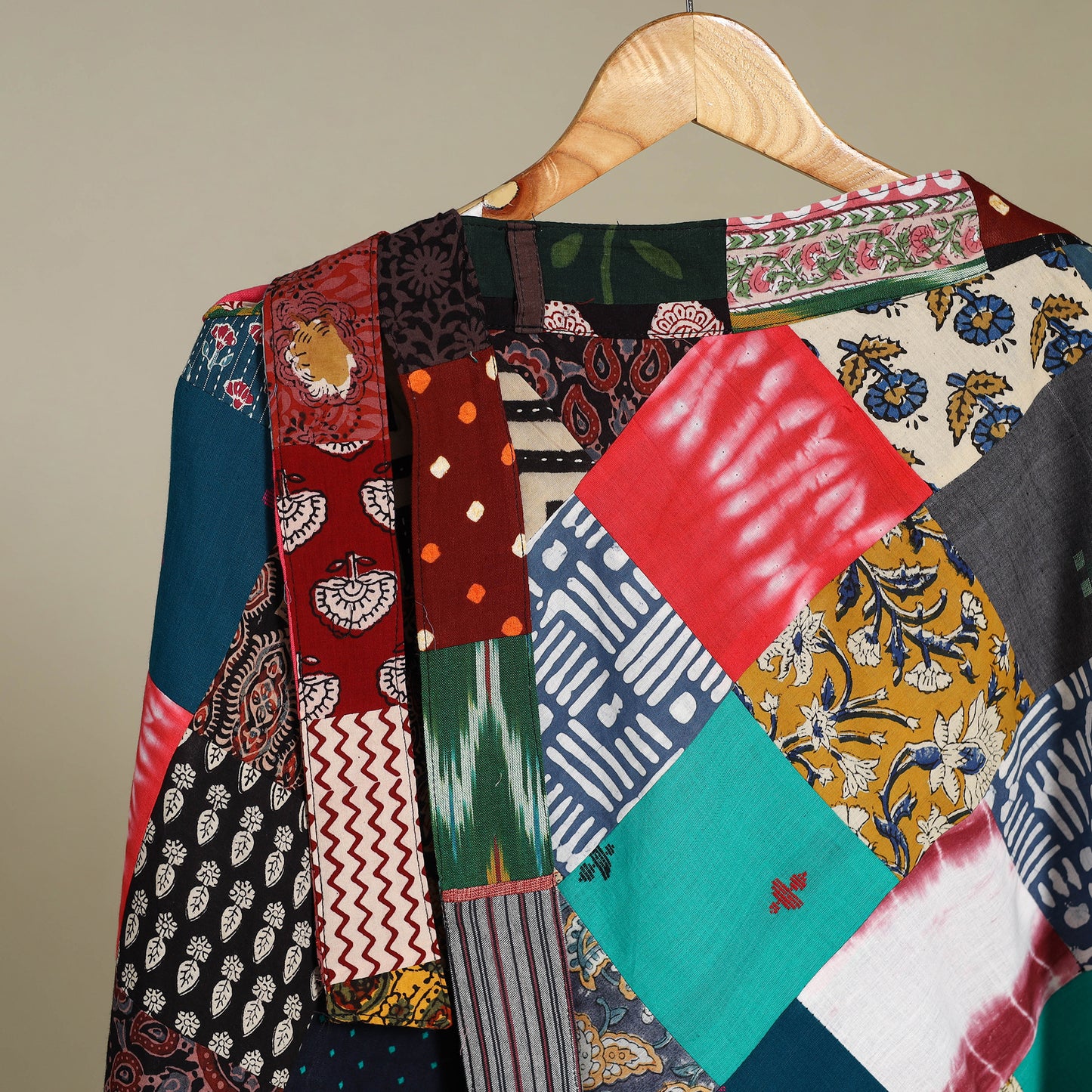 Multicolor Wrap Around Patchwork Cotton Skirt 