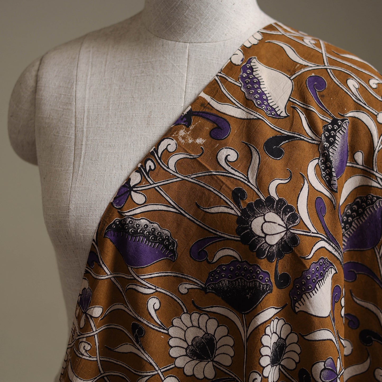 Brown - Kalamkari Printed Cotton Fabric 15