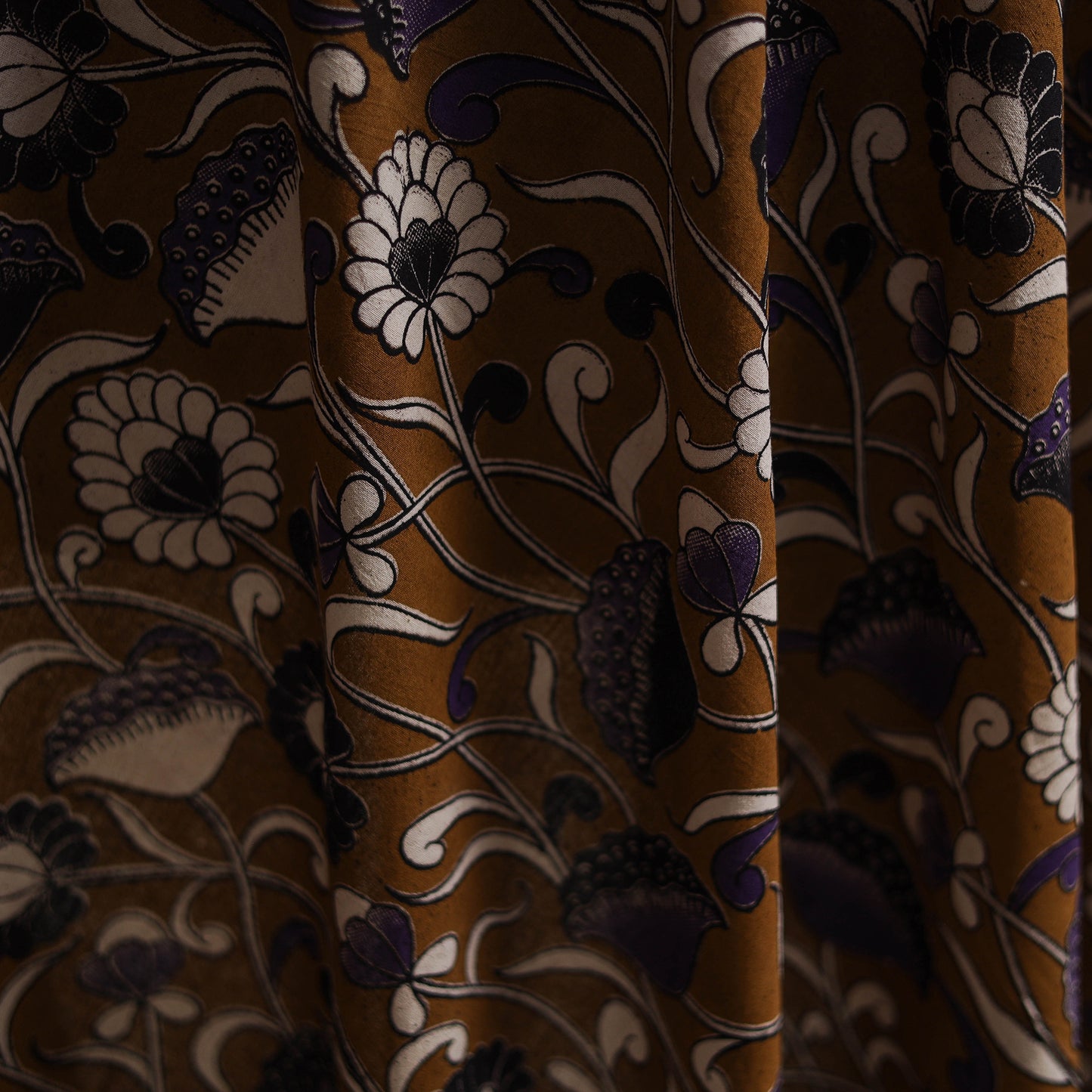Brown - Kalamkari Printed Cotton Fabric 15