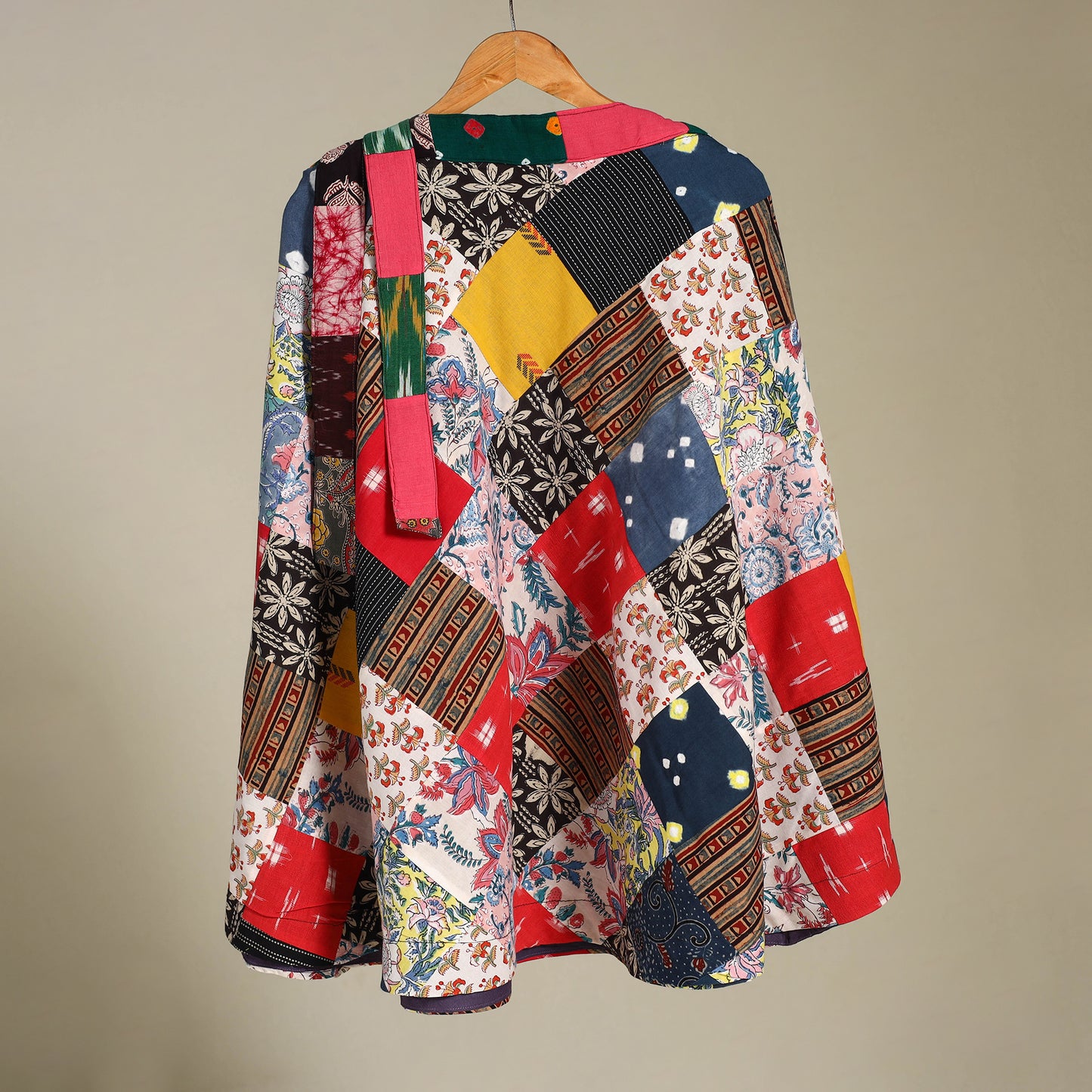 Multicolor - wrap around patchwork cotton skirt 36