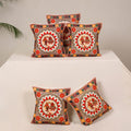 Red - kutch aari hand embroidery cushion cover (set of 5)