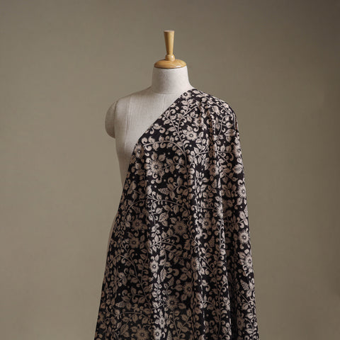 Black - Kalamkari Printed Cotton Fabric 04