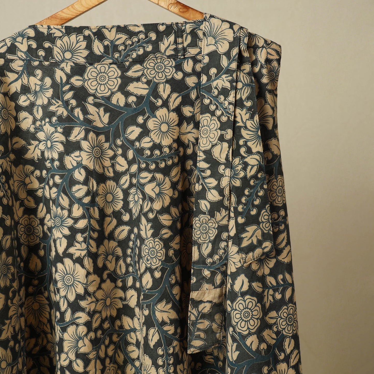 Grey - kalamkari cotton wrap around skirt 02 - handcrafted