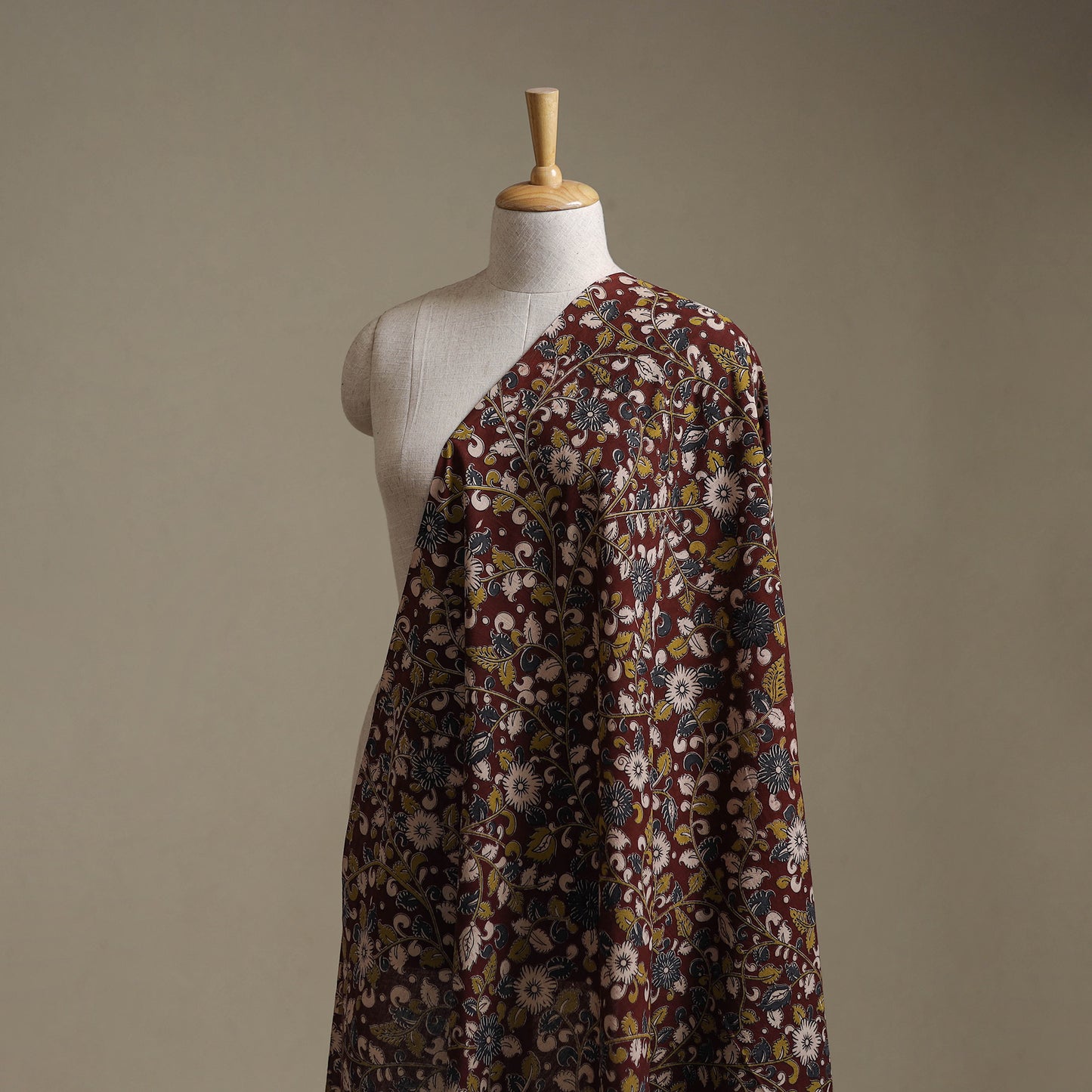 Maroon - Kalamkari Printed Cotton Fabric 07